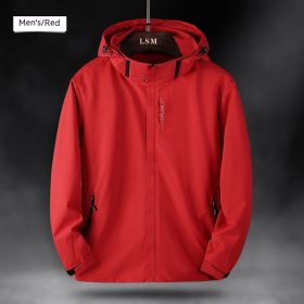 Single Men's Assault Jacket Outdoor Sports Waterproof Mountaineering Suit Trench Coat (Option: Red-L-Men)