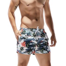 Men's Beach Pants Coconut Print Quick-dry Pants Fashion Casual Shorts (Option: White-S)