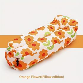 Outdoor Inflatable Sofa Camping Music Festival Outdoor Portable Lazy Inflatable Sofa Outdoor Beach Air Sofa Folding Camping Inflatable Single Sofa Be (Option: Orange flower)