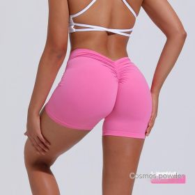 Women's Nylon Tight Shorts Training Sports Running (Option: Calliopsis Pink-L)