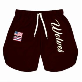 Casual Running Breathable Wicking Speed Bar Tide Men's Shorts (Option: Wine Red-2XL)