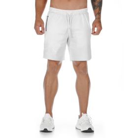 New Muscle Workout Brothers Fitness Shorts Fitness Sports Running Breathable Slim Fit (Option: White Without LOGO-XL)