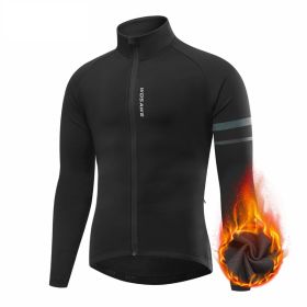 Men's Outdoor Off-road Mountain Sports Fleece Cycling Clothing (Option: BO284 Black-2XL)