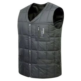 Men's Down Vest Plus-sized Duck Down Vest Warm Autumn And Winter (Option: Army Green-XL)