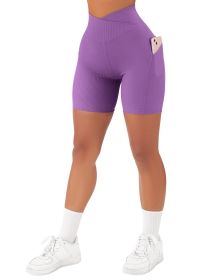 Women's Cross Sports Tight Short Belt Pockets (Option: Neon-3XL)