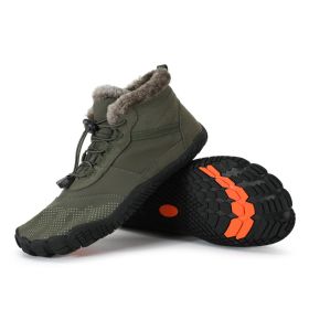 Winter Outdoors Sports Cycling Fleece-lined Thickened Non-slip Waterproof Hiking Shoes (Option: Army Green-40)