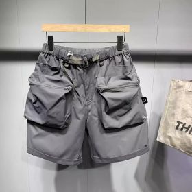 Summer Large Size Loose Pockets Workwear Shorts Men's Trendy Handsome Casual Shorts (Option: Gray-5XL 105to115kg)