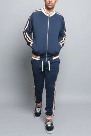 Sports Men Two-piece Suit (Option: Navy Blue-M)