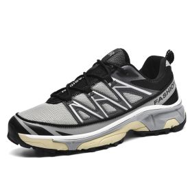 Running Shoes Mesh Sneakers Hiking Boots (Option: Black Gold Gray-42)