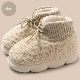 Snow Boots Outer Wear Plush Cotton-padded Shoes Poop Feeling Winter Home Non-slip (Option: Beige-36 To 37)